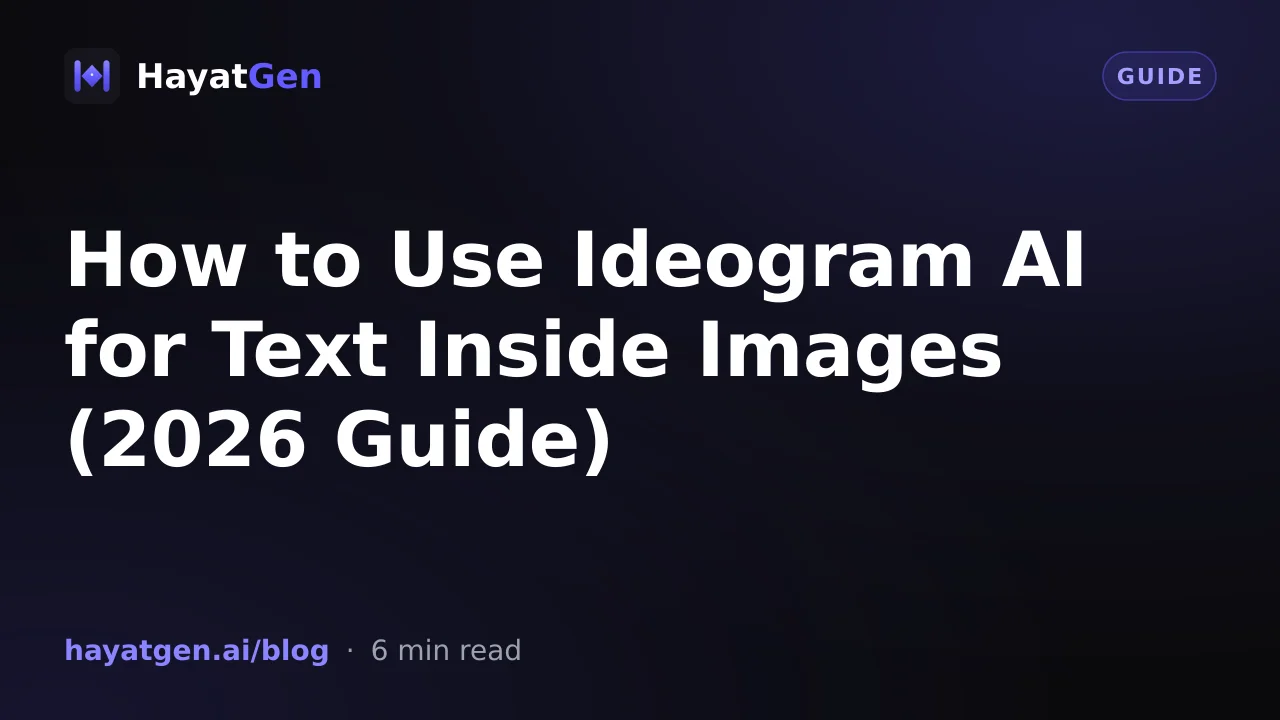 How to Use Ideogram AI for Text Inside Images (2026 Guide) — HayatGen blog cover